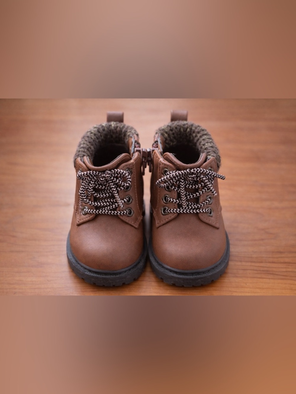Wonder Nation|Brown Lace-Up Baby Boots | Size 3 | Faux Leather Cozy | Shoes